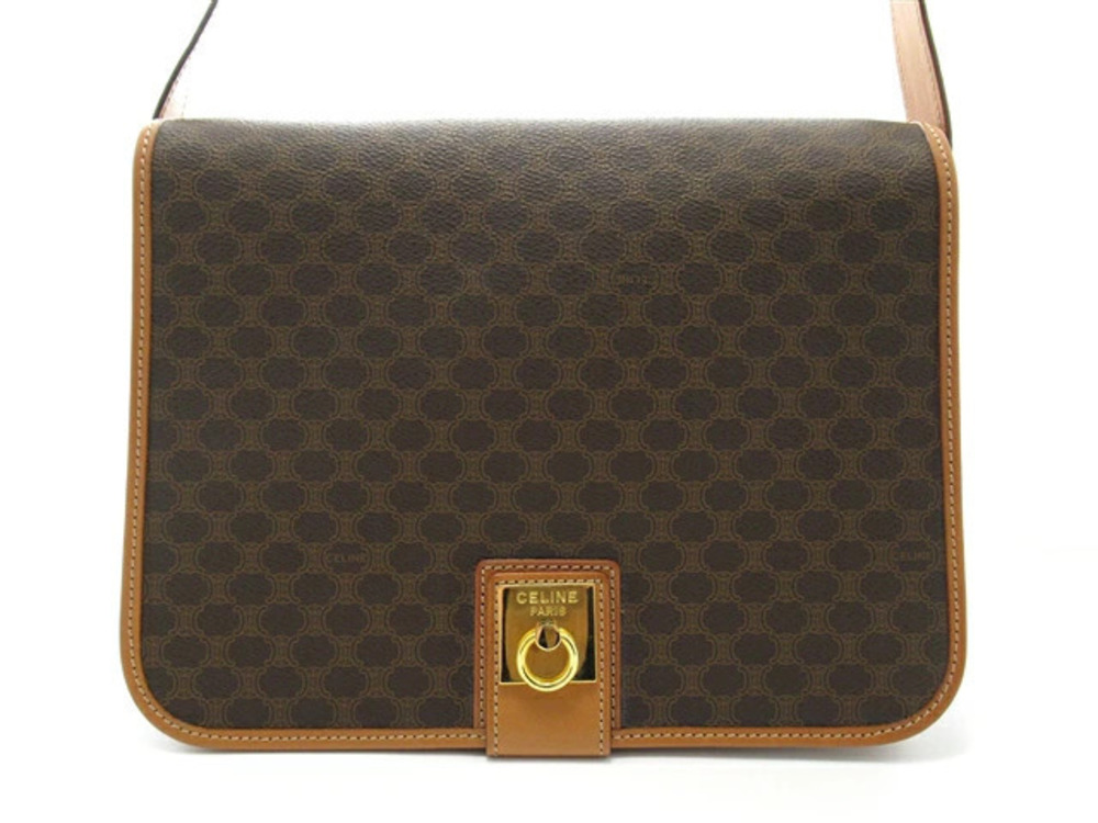 Celine bag shoulder Macadam canvas leather brown